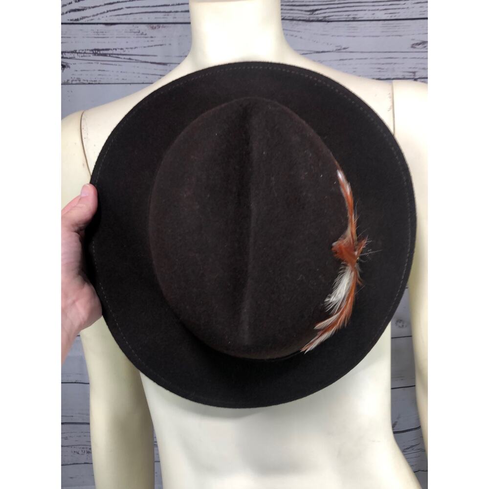 Vintage Doeskin Brown hat with Fall colored feathers - Picture 8 of 12